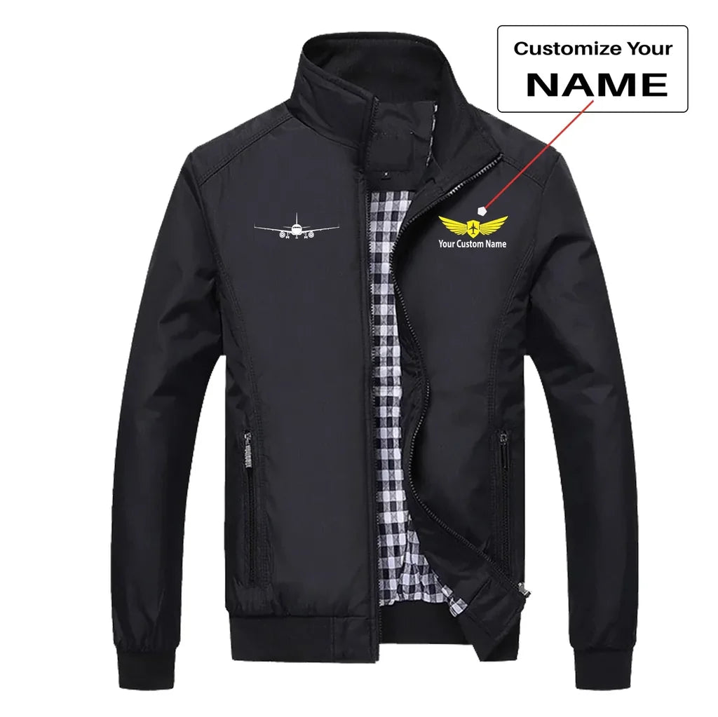 Airbus A320 Silhouette aviation design printed on modern shell with tailored fit stylish jacket.