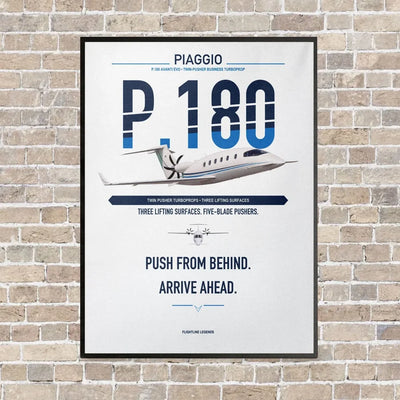 Piaggio P.180 Avanti EVO vertical canvas print - framed - white background