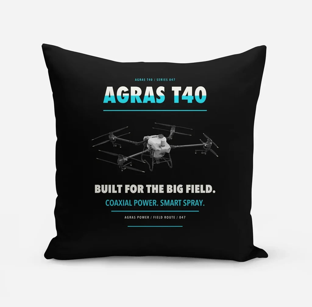 DJI Agras T40 design on black pillow