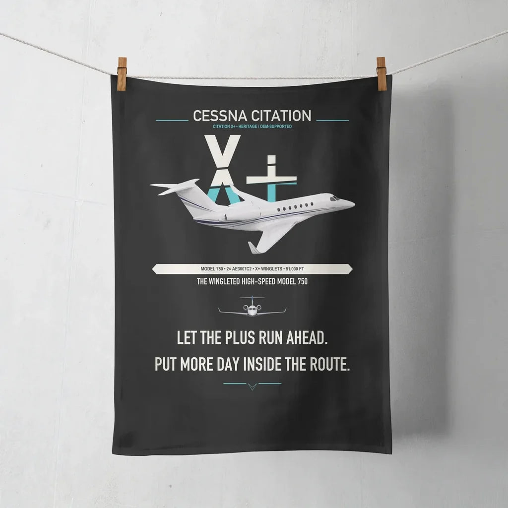 Cessna Citation X+ design on black towel