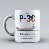 Thumbnail for P-3C Orion design on white ceramic mug, double-side print