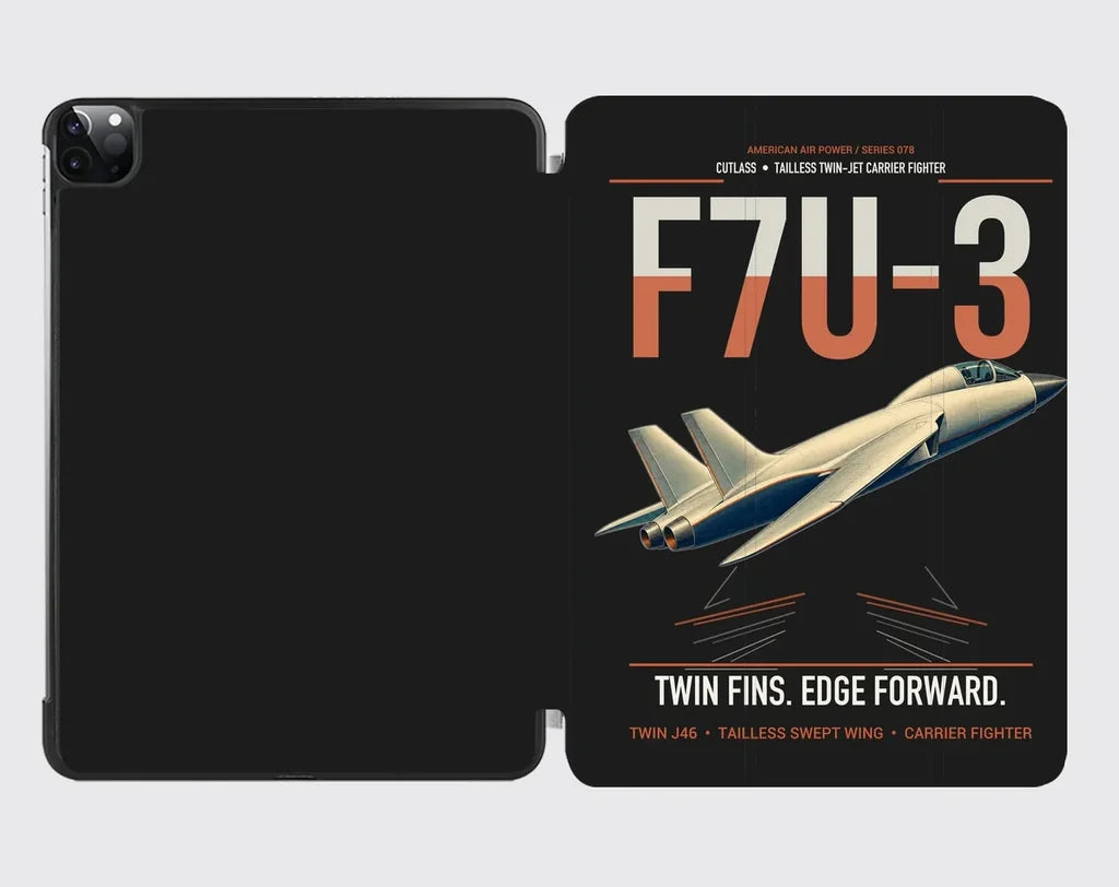 F7U-3 Cutlass design on black ipad tablet case