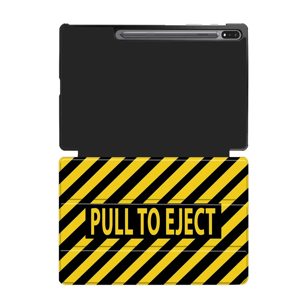 Pull to Eject aviation themed tablet case for Samsung tablet.