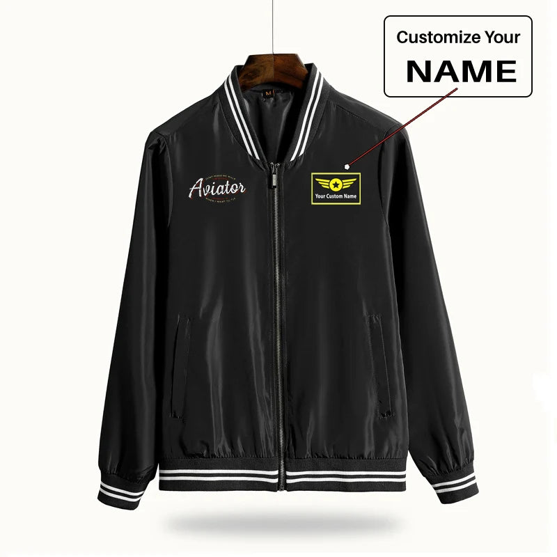 Aviator - Dont Make Me Walk aviation design printed on lightweight shell with windproof finish thin spring jacket.