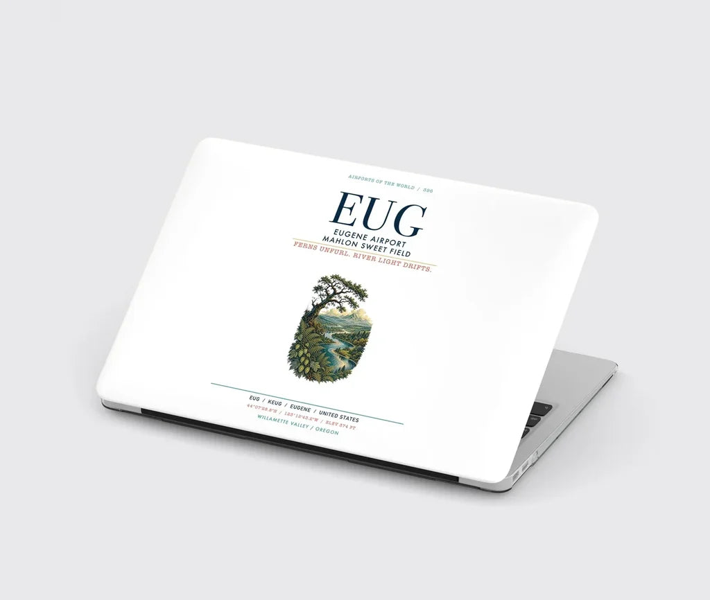 Eugene Airport Mahlon Sweet Field (EUG) design on white MacBook case