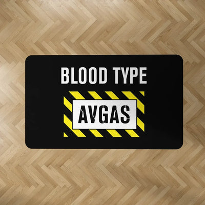 Blood Type AVGAS aviation design on durable carpet pile with non-slip backing rectangle carpet floor mat.