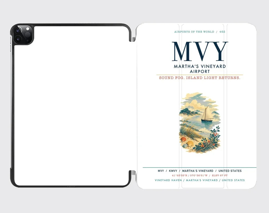Martha's Vineyard Airport (MVY) design on white ipad tablet case