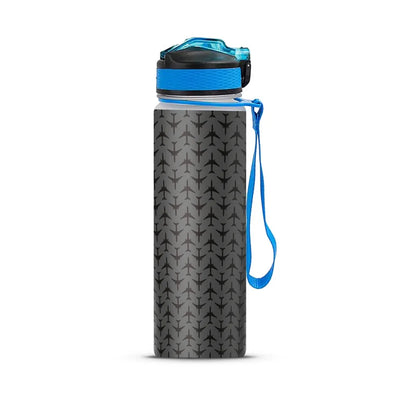 Perfectly Sized Seamless Airplanes Gray Sports aviation design on sport kettle, insulated bottle with sport spout.