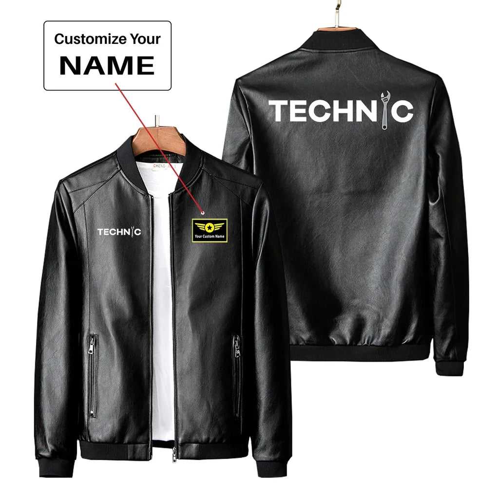 Technic PU aviation design printed on genuine leather with quilted lining leather jacket.