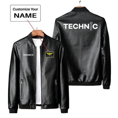 Technic PU aviation design printed on genuine leather with quilted lining leather jacket.