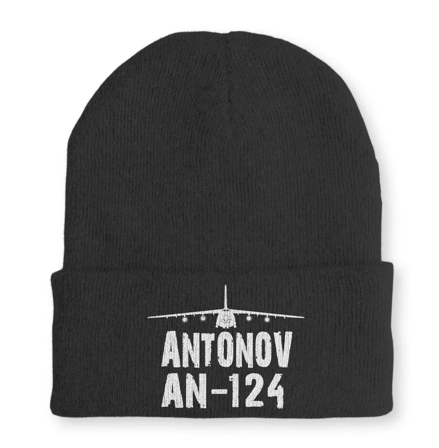 Antonov AN-124 & Plane Embroidered aviation embroidery on soft knit fabric beanie.