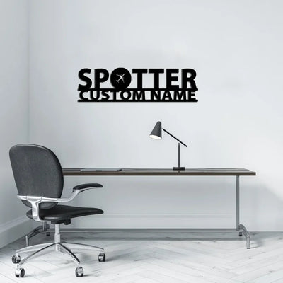 Spotter aviation design on durable metal with painted finish metal wall sign.