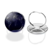 Thumbnail for World Map From Space aviation ring in stainless steel.