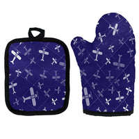 Thumbnail for Seamless Propellers Kitchen Glove & Holder aviation design on durable fabric with insulated lining kitchen glove holder.