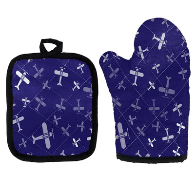 Seamless Propellers Kitchen Glove & Holder aviation design on durable fabric with insulated lining kitchen glove holder.