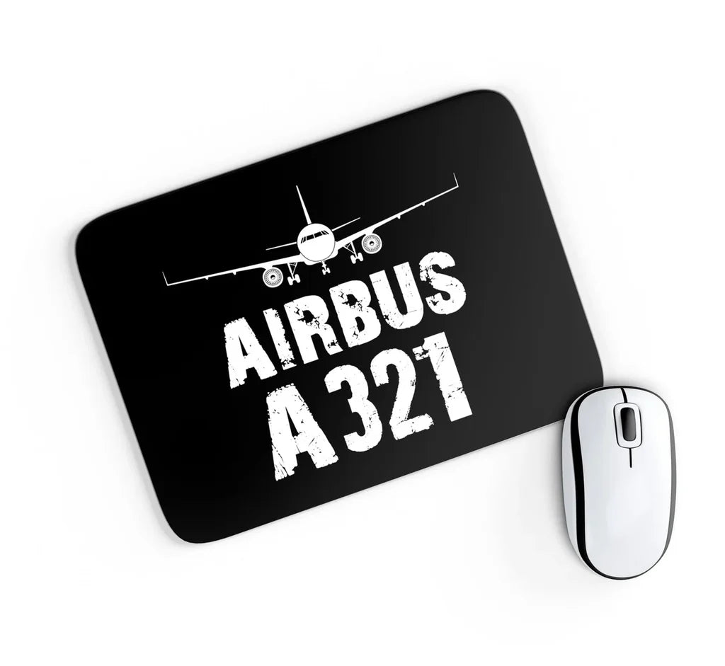 Airbus A321 & Plane aviation design on neoprene with anti-slip base mouse pad.