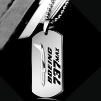Thumbnail for The Boeing 737Max aviation necklace, polished metal body with engraved detail.