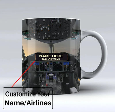 Boeing 787 Cockpit Text aviation design on ceramic mug, premium ceramic with glazed finish.