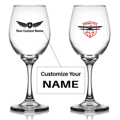 Customisable Born to Fly Wine Glass