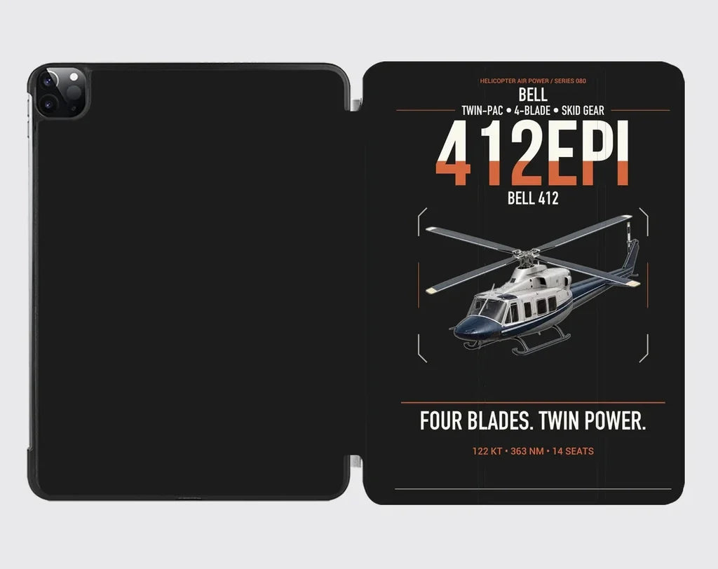 Bell 412EPI design on black ipad tablet case
