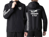 Thumbnail for The Cessna 172 Sport Style aviation design printed on lightweight windproof shell windbreaker.