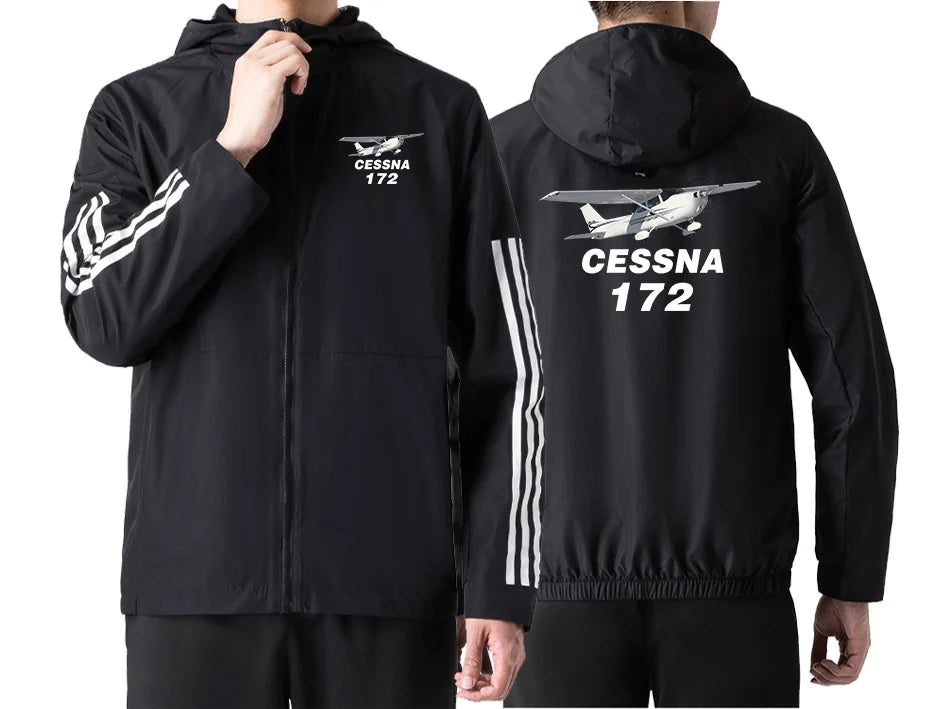 The Cessna 172 Sport Style aviation design printed on lightweight windproof shell windbreaker.