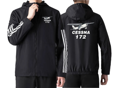 The Cessna 172 Sport Style aviation design printed on lightweight windproof shell windbreaker.