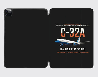 C-32A Air Force Two Global Reach design on black ipad tablet case