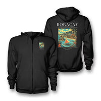 Thumbnail for BORACAY - Poster - Zipped Hoodie - Black