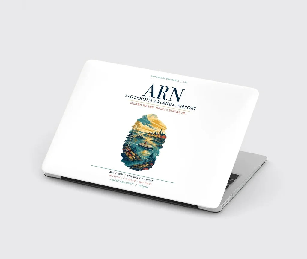 Stockholm Arlanda Airport (ARN) design on white MacBook case