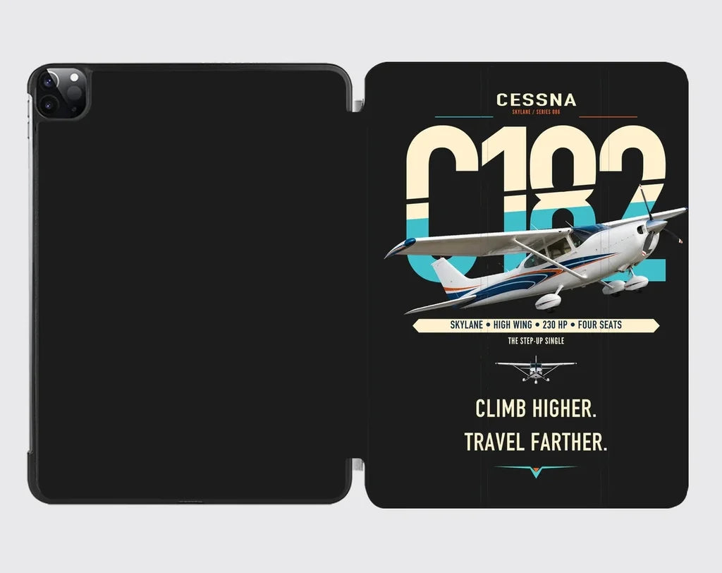Cessna 182 Skylane design on black ipad tablet case