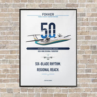 Thumbnail for Fokker 50 vertical canvas print - framed - white background