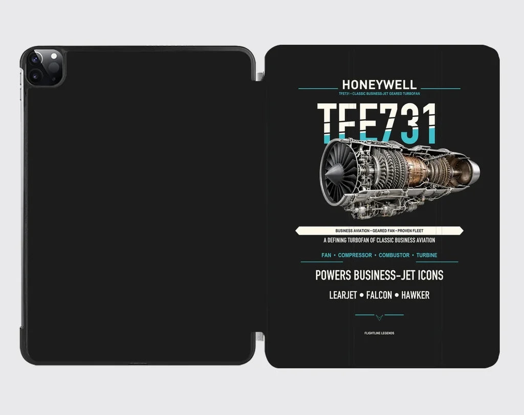 TFE731 design on black ipad tablet case