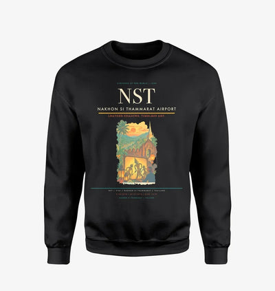 Nakhon Si Thammarat Airport (NST) design on black sweatshirt