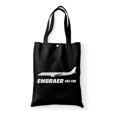 The Embraer ERJ-190 aviation print tote bag, canvas.