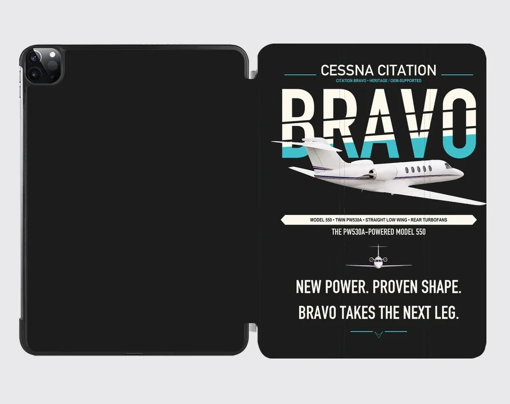 Cessna Citation Bravo design on black ipad tablet case