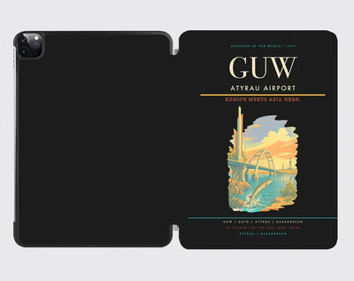 Atyrau Airport (GUW) design on black ipad tablet case