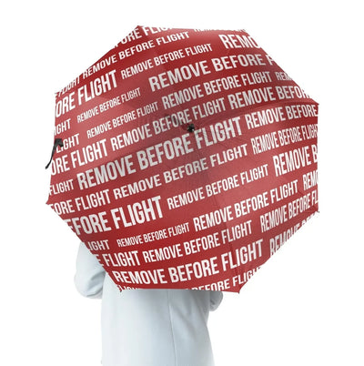 REMOVE BEFORE FLIGHT 3 aviation design on windproof polyester umbrella.