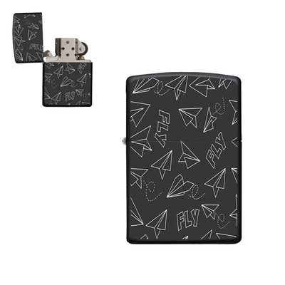 Paper Airplane & Fly (Gray) aviation metal lighter in premium metal alloy.