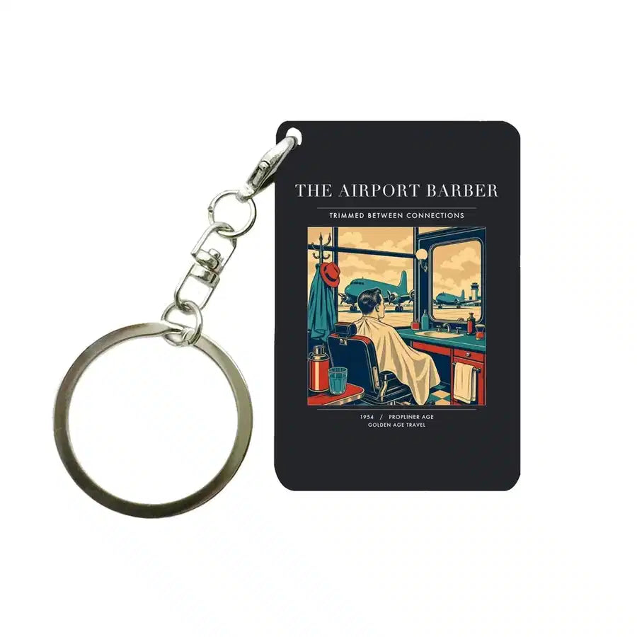 VINTAGE G4377 - The Airport Barber - Designed Key Chain design on black
