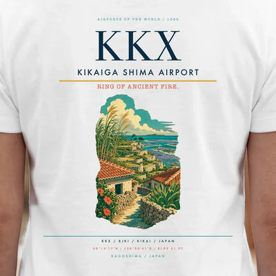 Kikaiga Shima Airport (KKX) double-side t-shirt design close-up cover