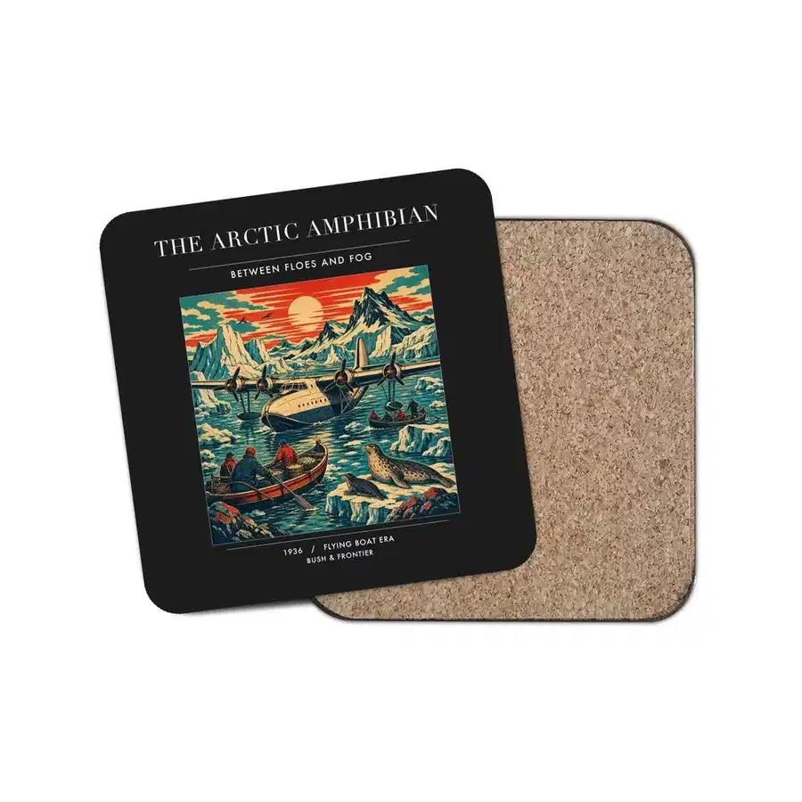 The Arctic Amphibian - Designed Coasters design on black 1-piece