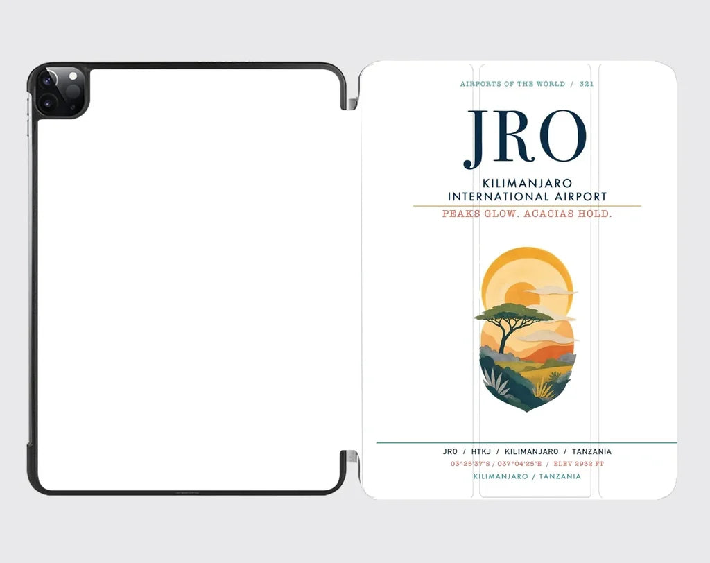 Kilimanjaro International Airport (JRO) design on white ipad tablet case