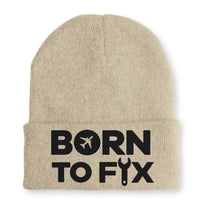 Thumbnail for Born To Fix Airplanes Embroidered aviation embroidery on soft knit fabric beanie.