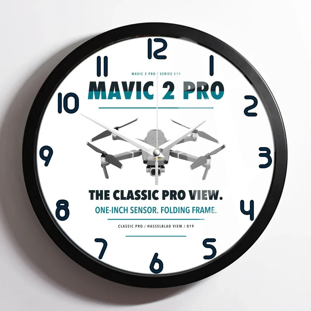 DJI Mavic 2 Pro design on white framed wall clock