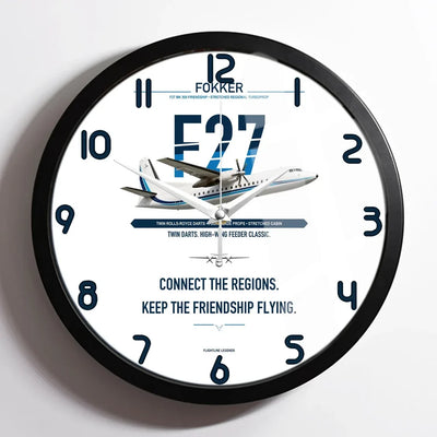 Fokker F27 Mark 500 Friendship design on white framed wall clock
