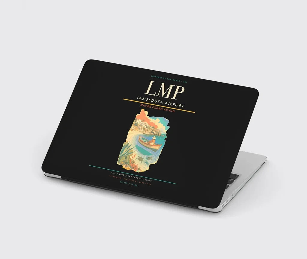 Lampedusa Airport (LMP) design on black MacBook case