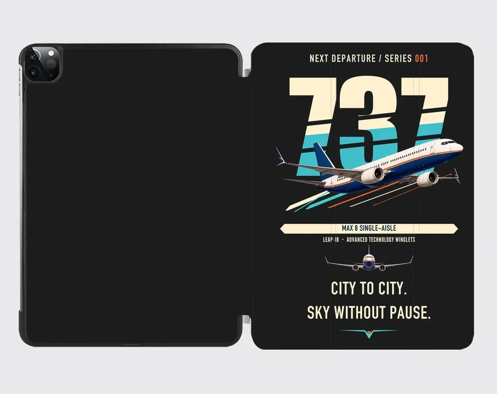 Boeing 737 MAX 8 design on black ipad tablet case