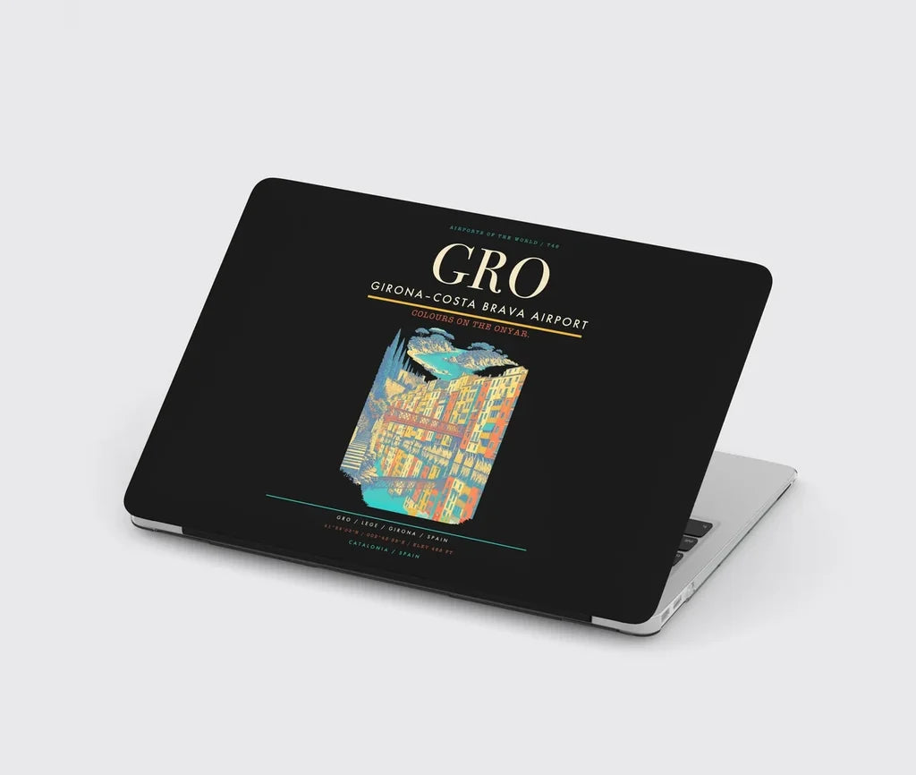 Girona–Costa Brava Airport (GRO) design on black MacBook case