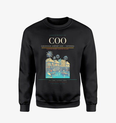 Cadjehoun Airport (COO) design on black sweatshirt